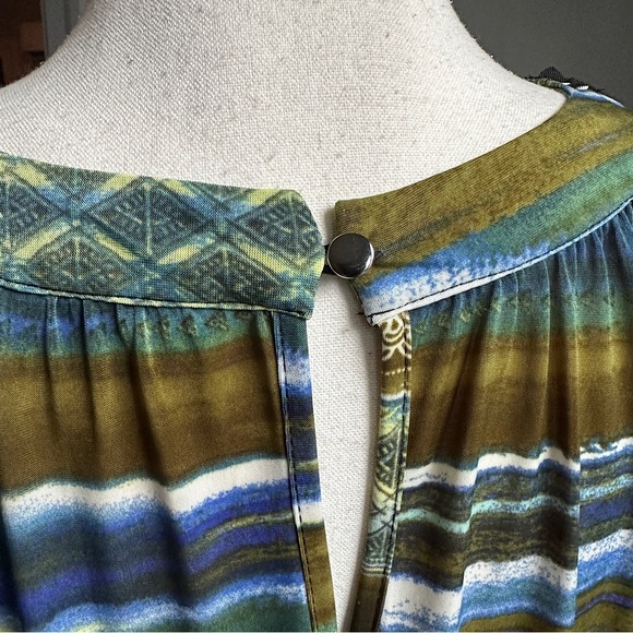 Mlle Gabriel Maxi Dress Bead Embellished Keyhole Neckline Flowy Stripe Print - Picture 7 of 17